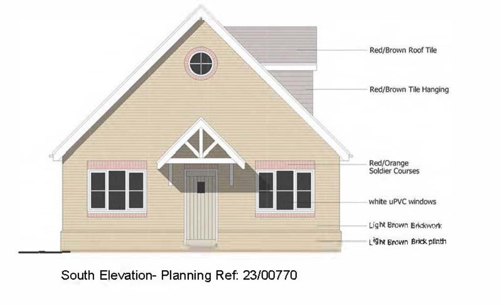 Lot: 81 - FREEHOLD SITE WITH PLANNING FOR A DWELLING IN POPULAR VILLAGE - South Elevation from Planning 23/00770